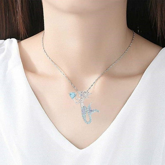 Mermaid Song Blue Heart Necklace