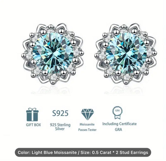 Moissanite Flower Earrings