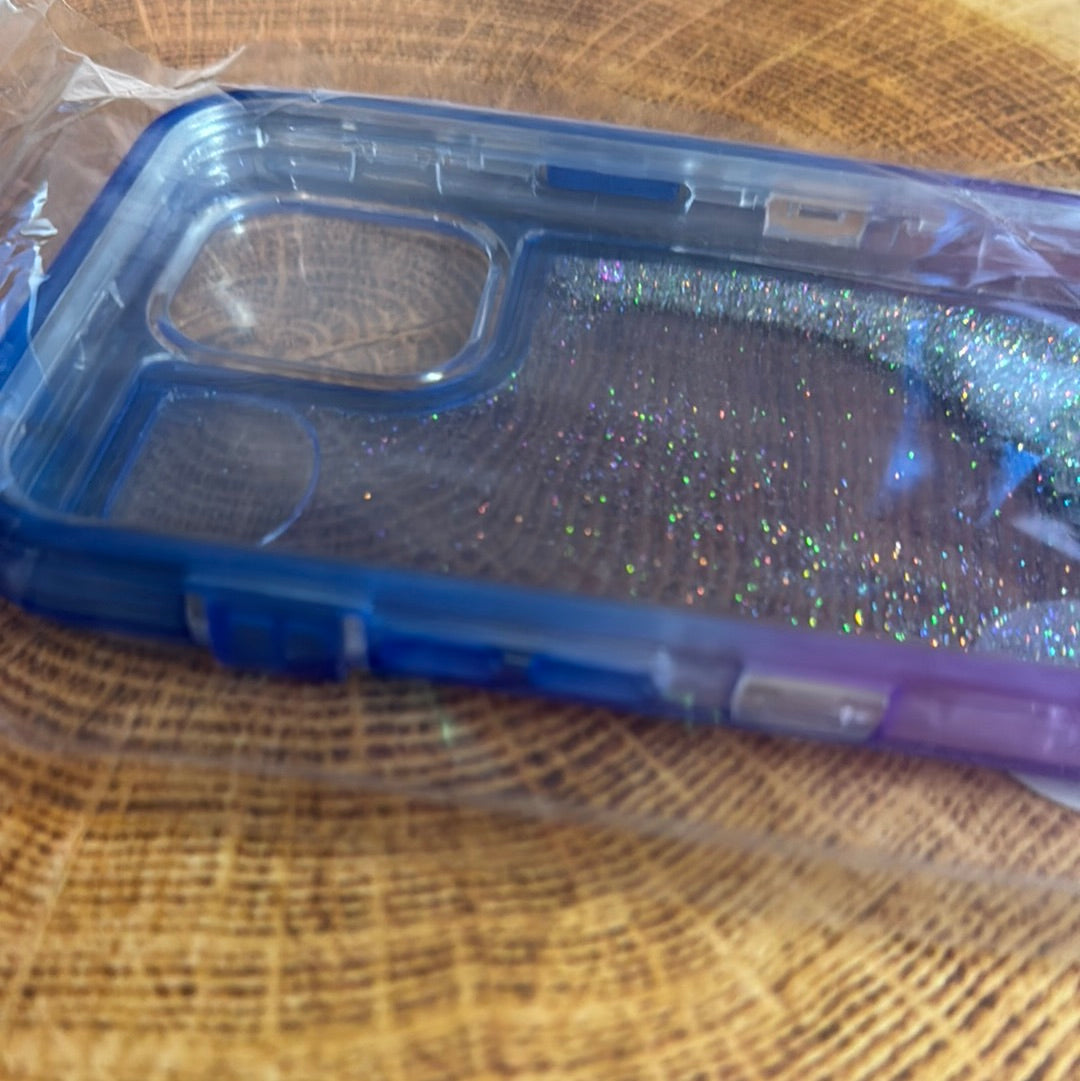 Blue Purple Ombre Heart Glitter iPhone 12 Pro Max Case