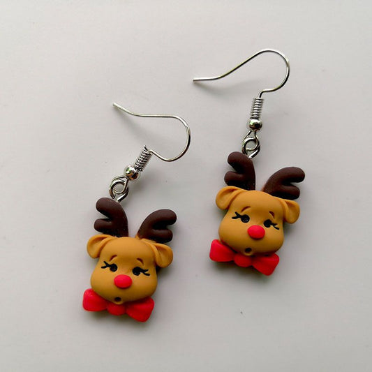 Christmas Rudolph Red nose Reindeer Earrings