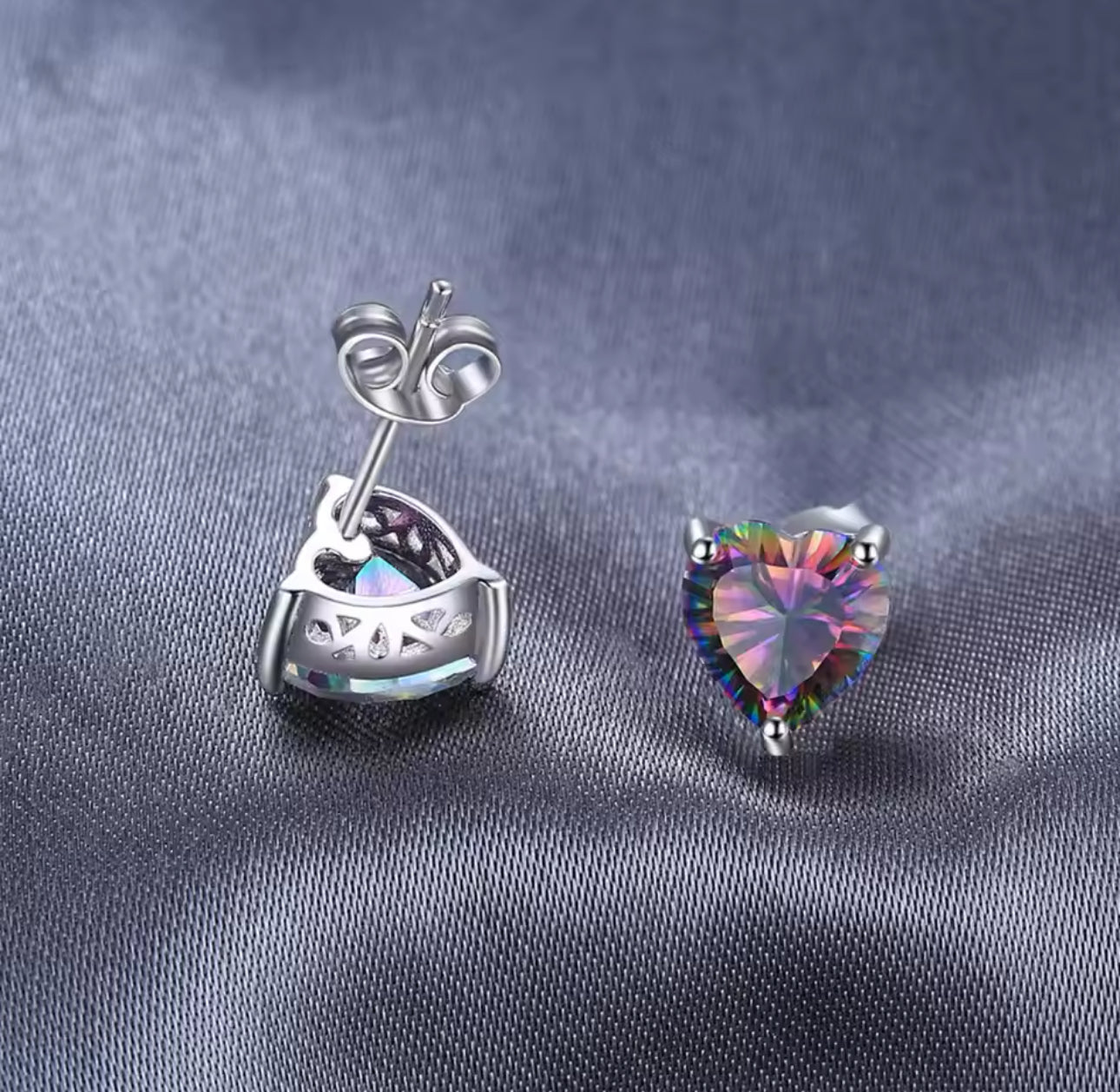 925 Sterling Silver Mystic Topaz Heart Shaped Earrings