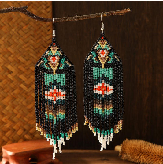 Bohemian Handmade Seed Bead Multicolor Earrings