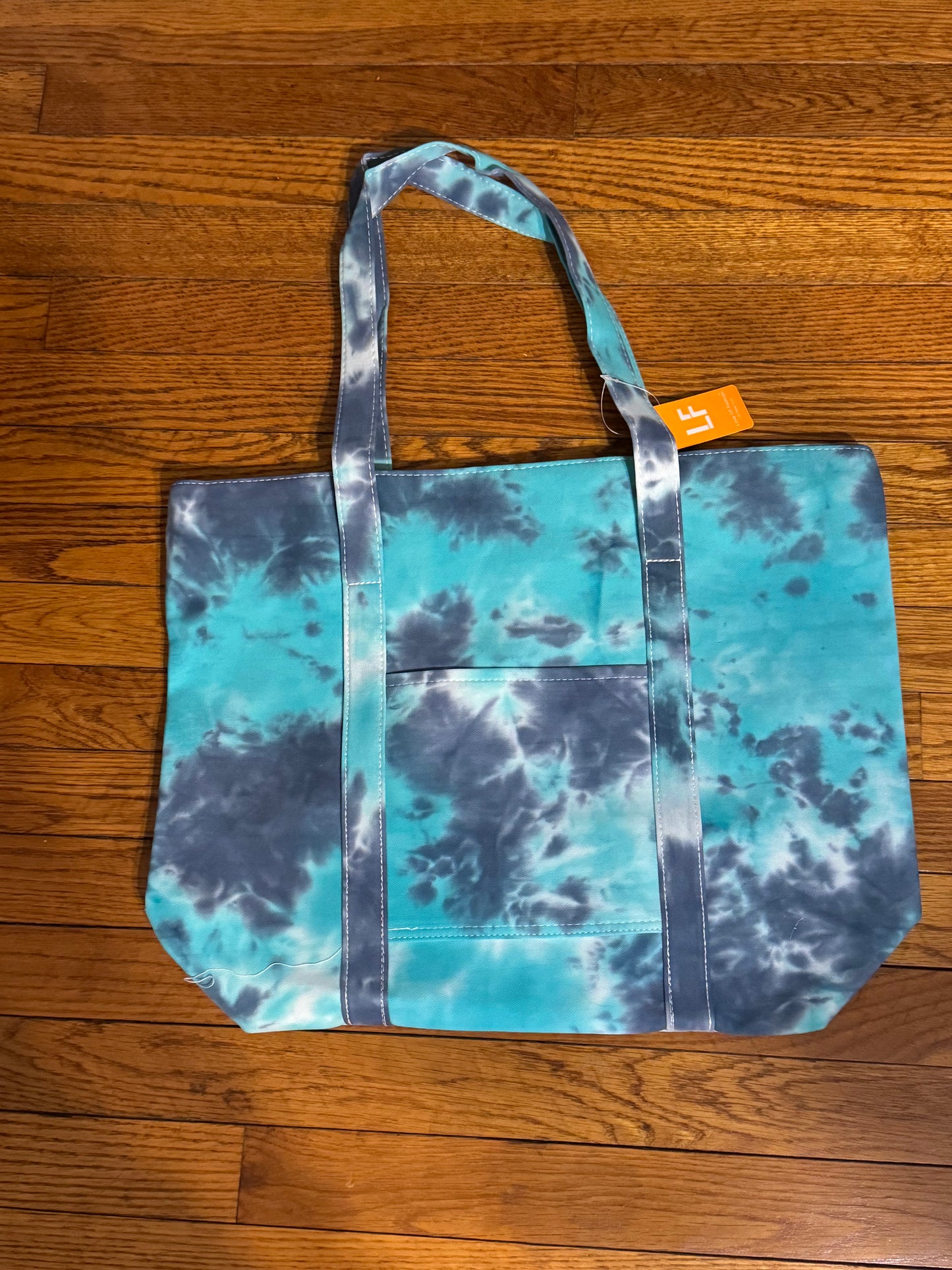 Blue Tie-Dye Beach Tote Bag Tote Shoulder Bag Purse w/ Handles Nylon