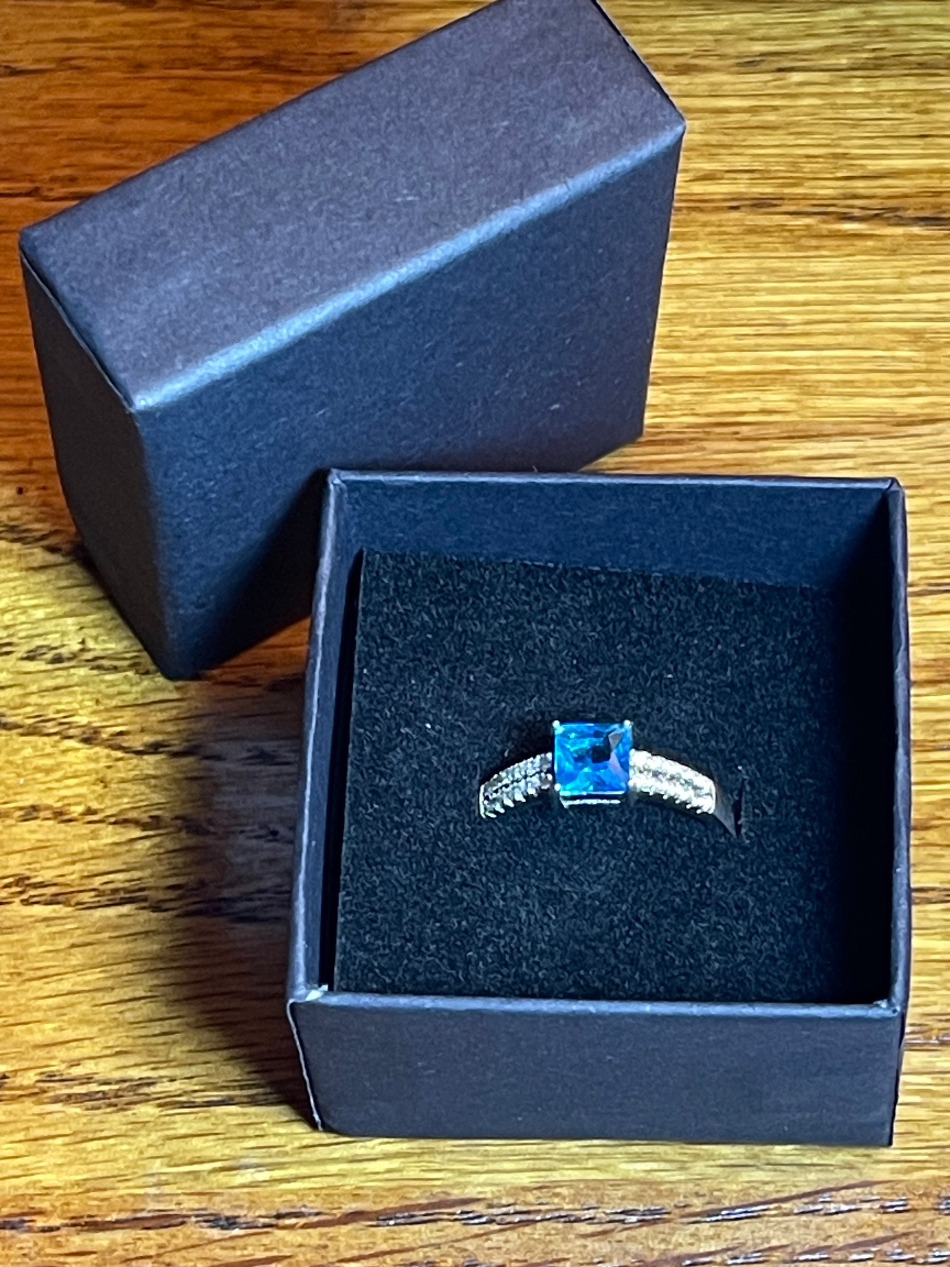 London Blue Topaz with Diamonds Ring