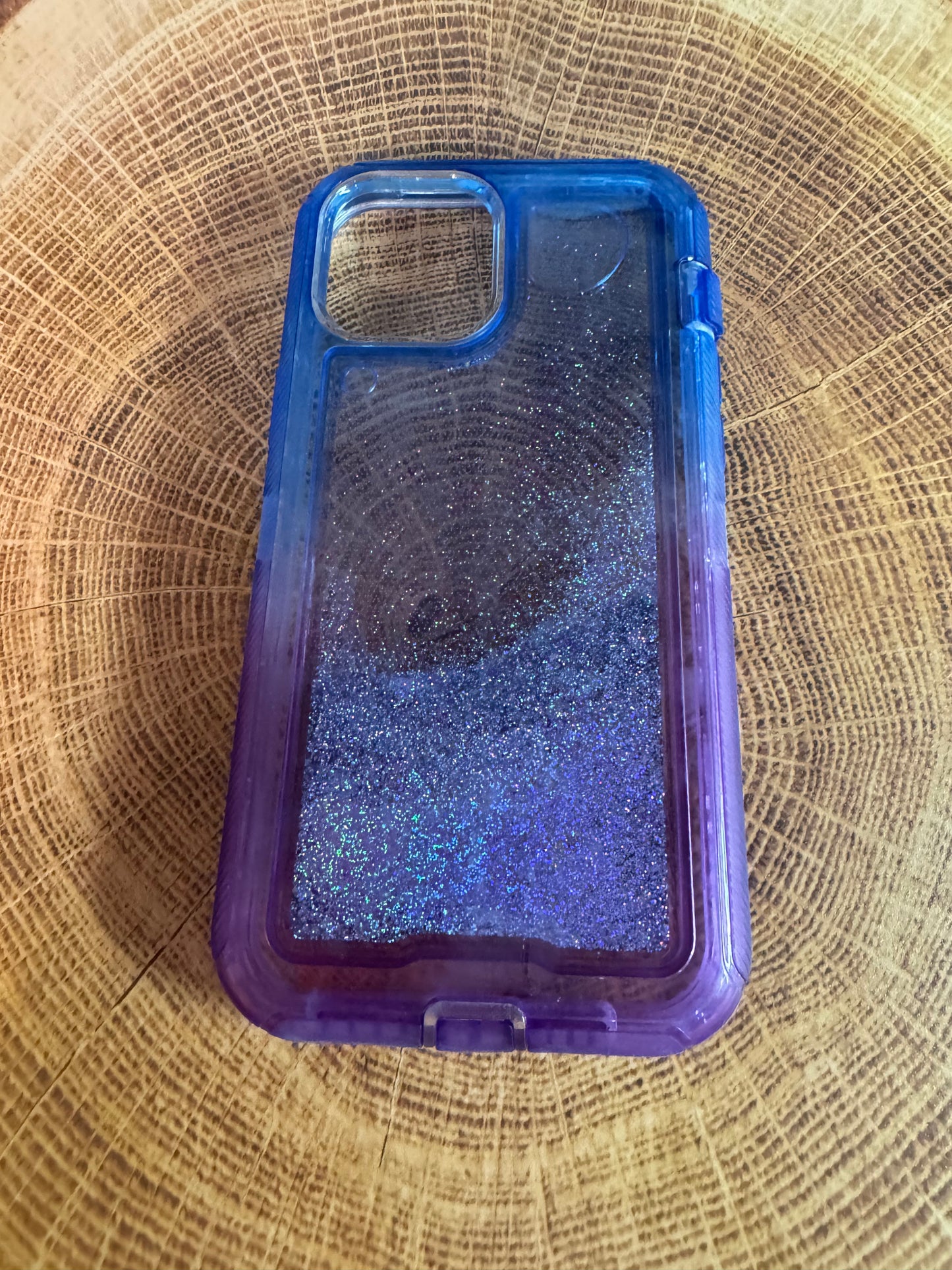 Blue Purple Ombre Heart Glitter iPhone 12 Pro Max Case