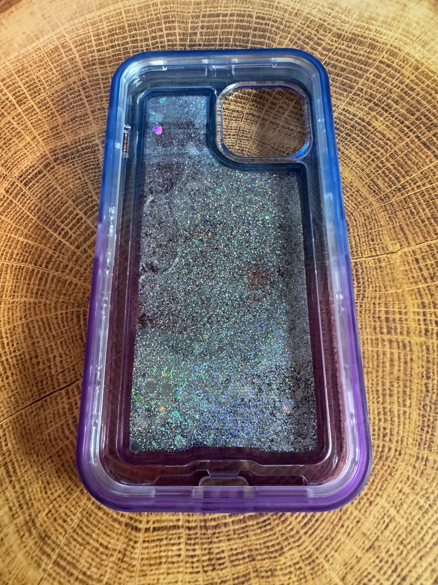 Blue Purple Ombre Heart Glitter iPhone 12 Pro Max Case