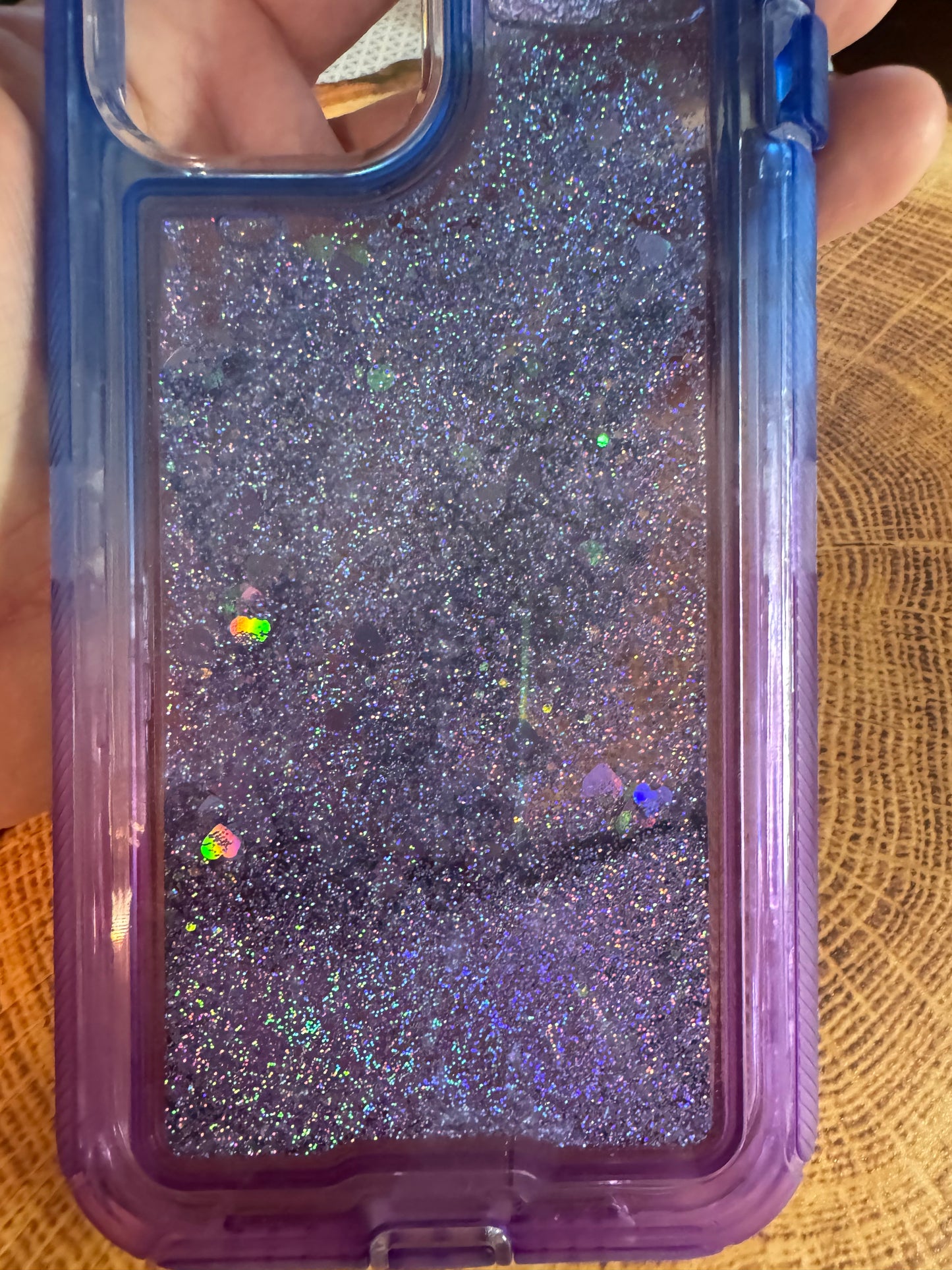 Blue Purple Ombre Heart Glitter iPhone 12 Pro Max Case