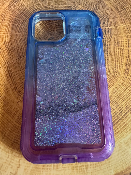 Blue Purple Ombre Heart Glitter iPhone 12 Pro Max Case