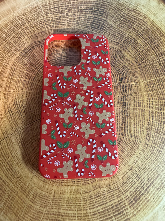 Christmas Gingerbread Pattern Red iPhone 15 Pro Max Soft Case