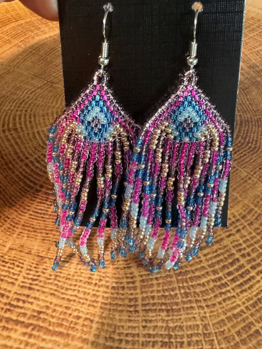 Bohemian Faded Blue Jeans Denim Multicolor Earrings