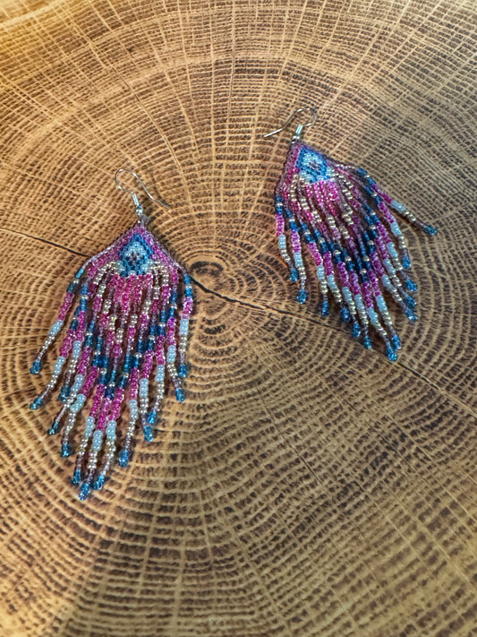 Bohemian Faded Blue Jeans Denim Multicolor Earrings