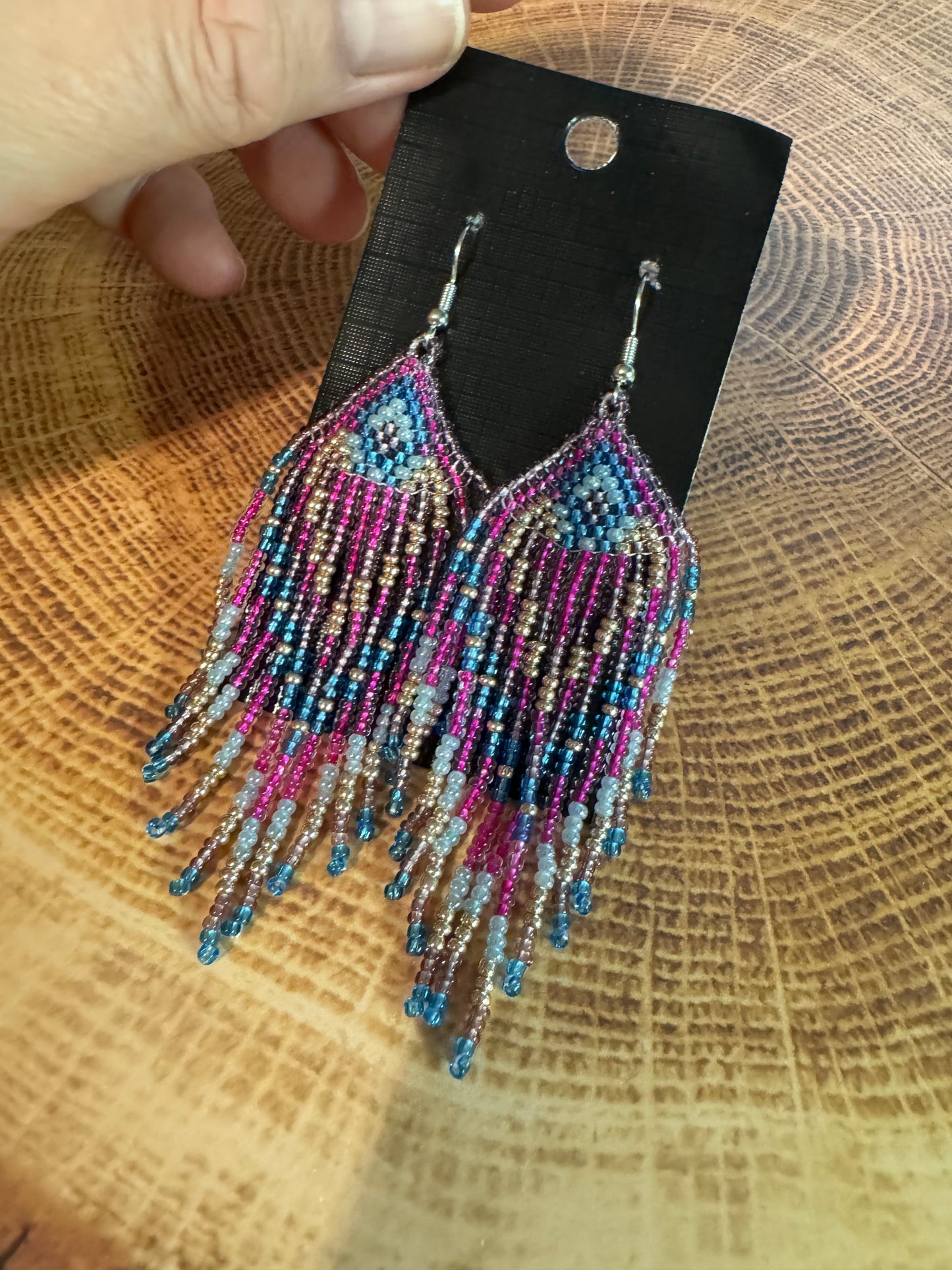 Bohemian Faded Blue Jeans Denim Multicolor Earrings