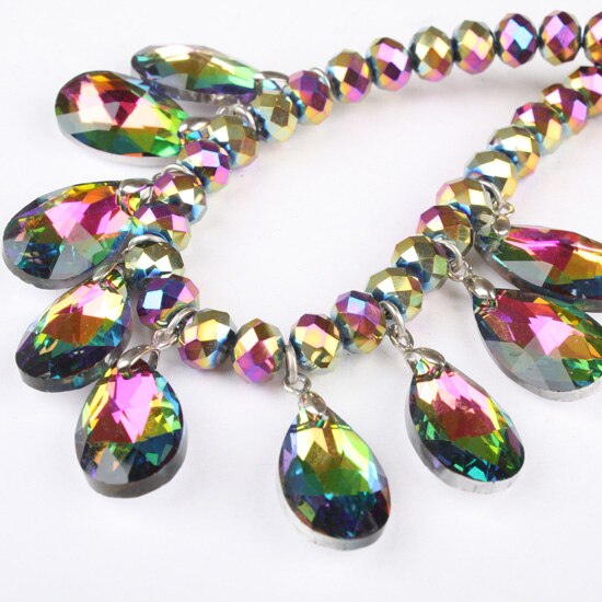 Holographic Crystal Colorful Multicolor 🌈 OiL SPILL 🌈 Necklace Earring Set