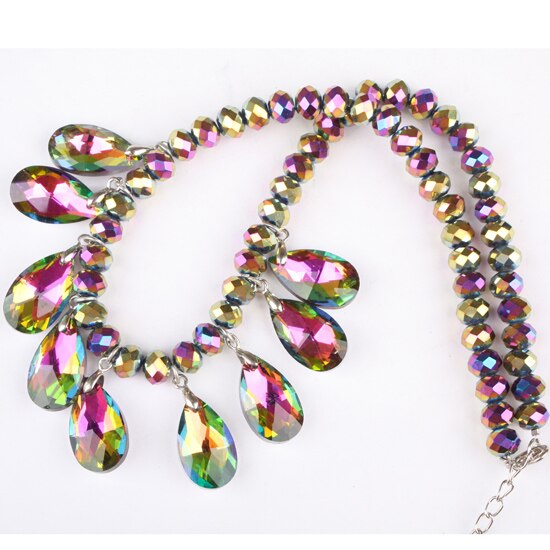 Holographic Crystal Colorful Multicolor 🌈 OiL SPILL 🌈 Necklace Earring Set
