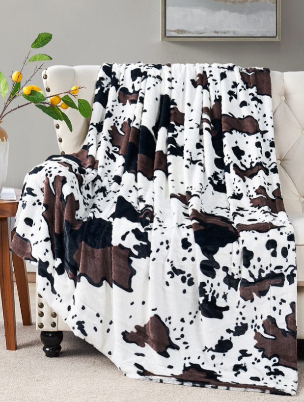 King Size Cow Print Multicolor  Blanket  Throw