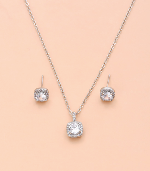 Cubic Zirconia Necklace and Earring Set