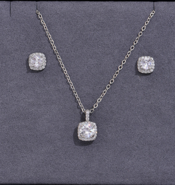 Cubic Zirconia Necklace and Earring Set