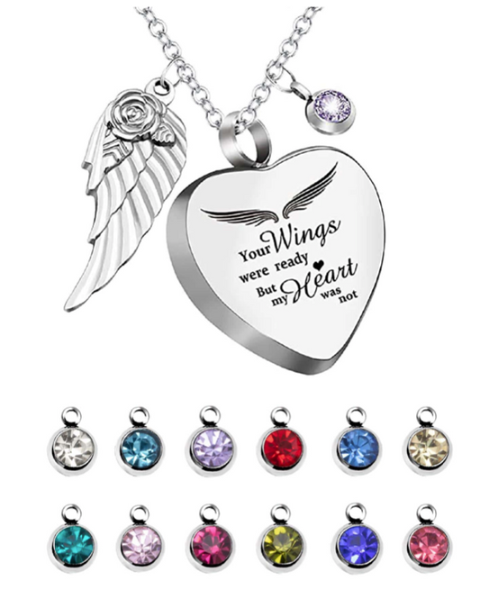 Ladies Cremation Heart Ash Urn  Stainless Steel  Necklace   ~   ON  SALE