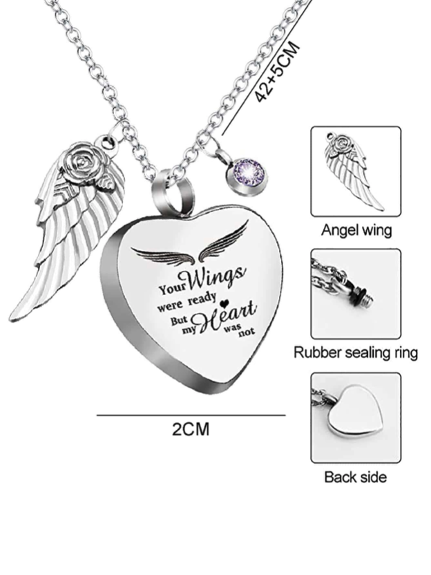 Ladies Cremation Heart Ash Urn  Stainless Steel  Necklace   ~   ON  SALE