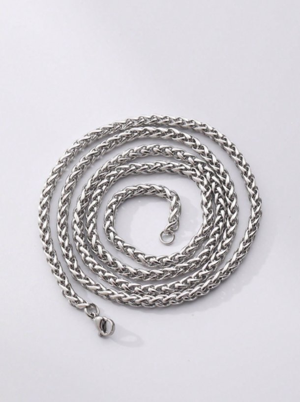 Ladies  Men Stainless Steel Twist  Chain  Necklace  ~ 28"