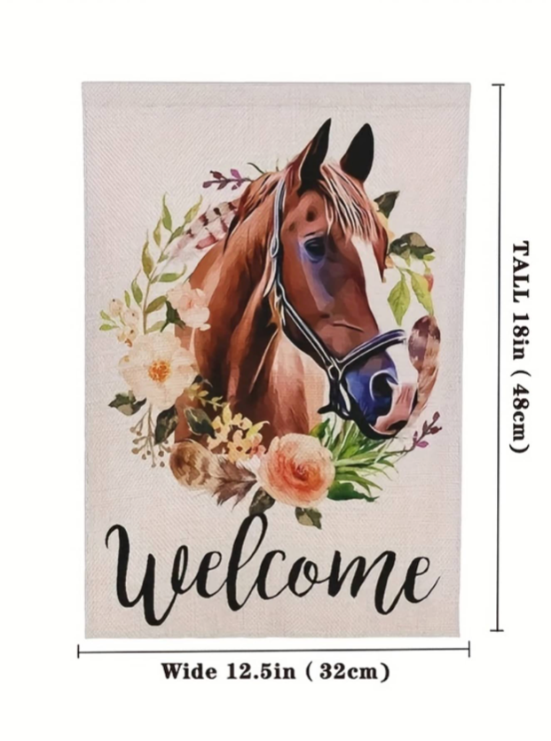 Horse 12x18 Farm Equine Spring Summer Flower Garden Flag