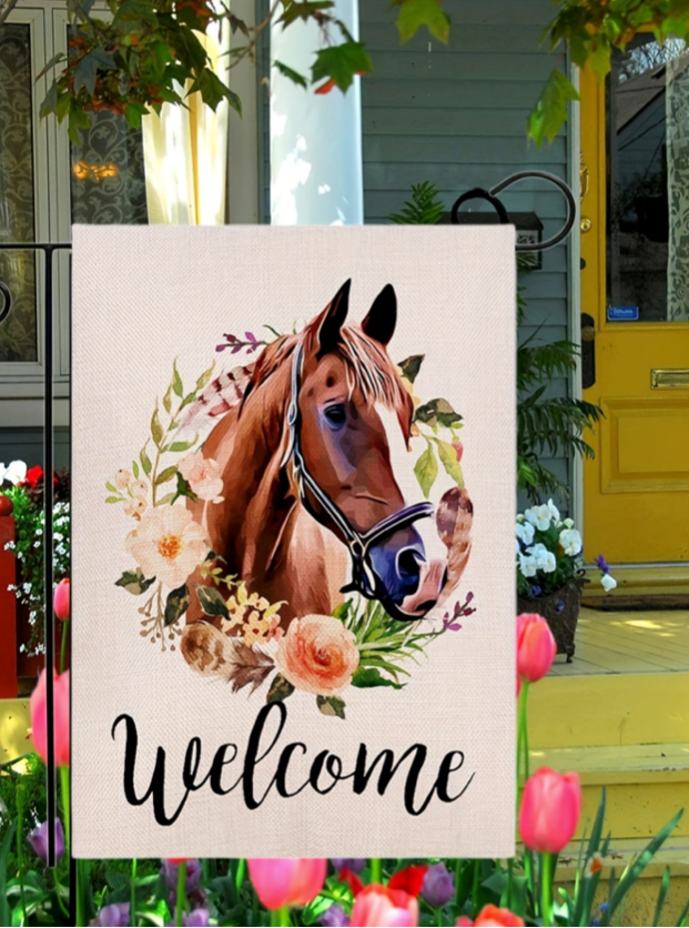 Horse 12x18 Farm Equine Spring Summer Flower Garden Flag