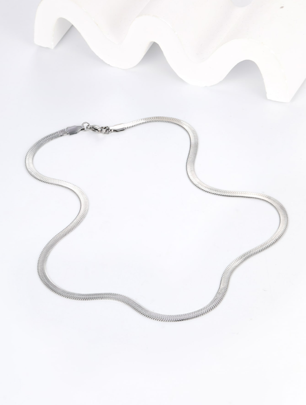 Stainless Steel Flat Snake Chain  Necklace     ~   18.1 inches