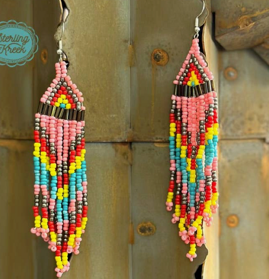 Tiger Lily Seed Bead  Earrings