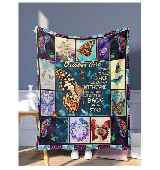 October Butterfly  Slogan  Throw    Blanket     (    Christmas in July sale   )