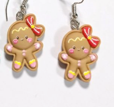 Christmas Gingerbread Bow Multicolor Earrings