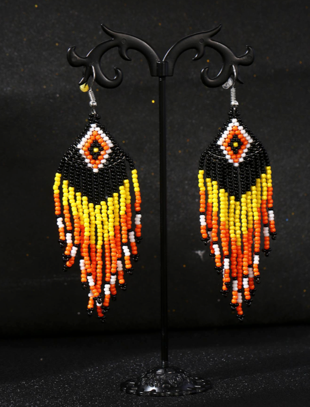 Boho Bohemia Fall Multicolor NATIVE SEED BEAD  Earrings