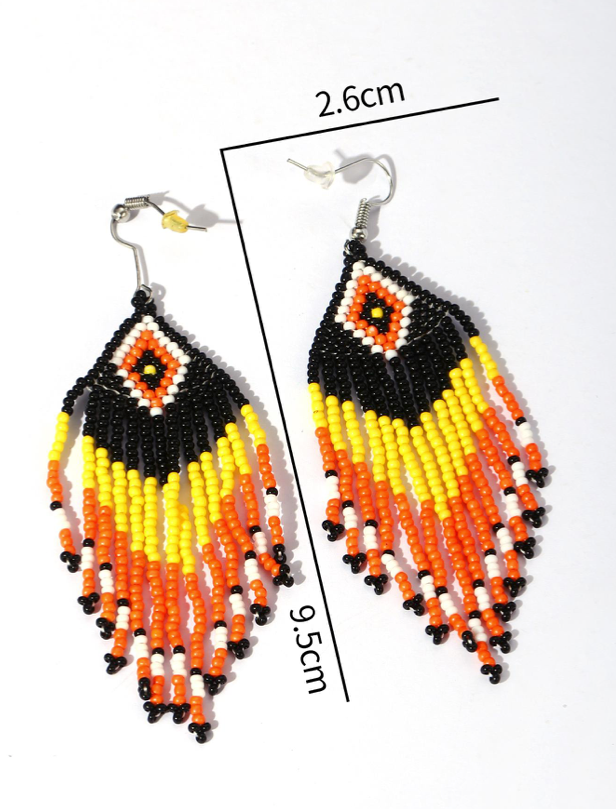 Boho Bohemia Fall Multicolor NATIVE SEED BEAD  Earrings