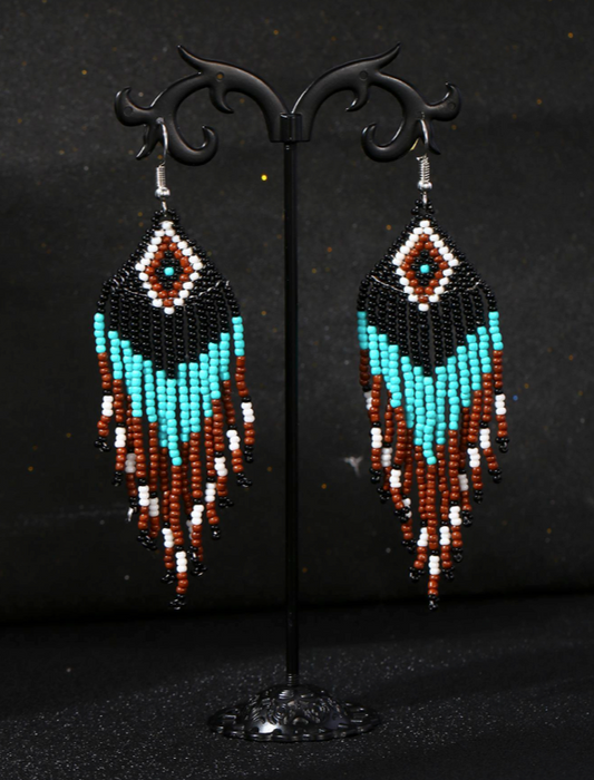 Boho Bohemia Multicolor NATIVE SEED BEAD  Earrings