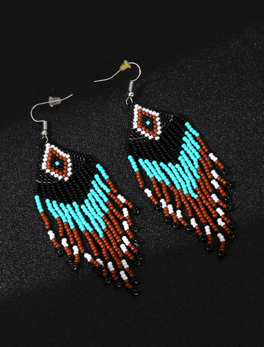 Boho Bohemia Multicolor NATIVE SEED BEAD  Earrings