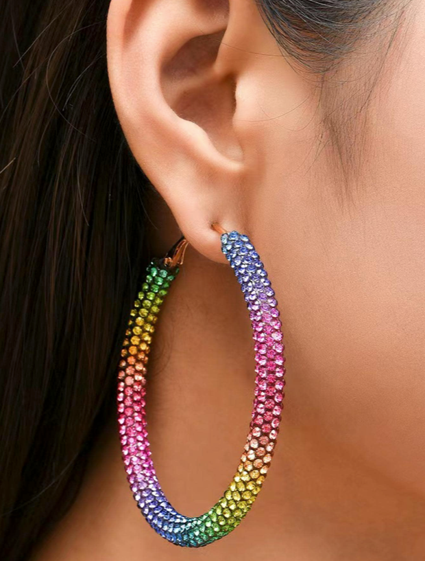 Rainbow Ombre Hoop Earrings