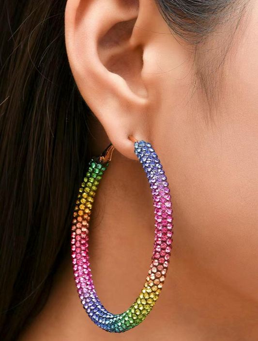 Rainbow Ombre Hoop Earrings