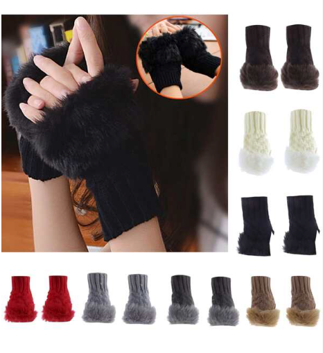 Women Fingerless Fur  Gloves      (   choose color   )