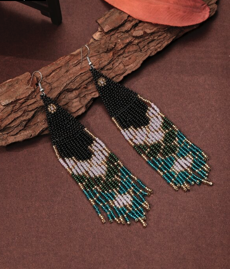 Boho Multicolor HANDMADE Tribal Seed Beads Earrings