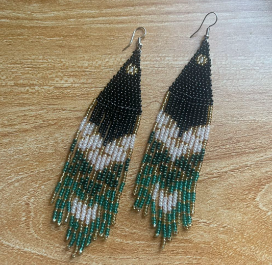 Boho Multicolor HANDMADE Tribal Seed Beads Earrings