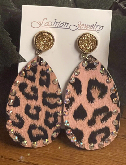 Brown Cheetah Print Iridescent Earrings