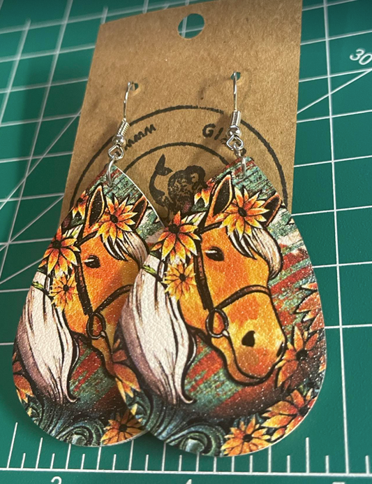 Palomino Love Horse Multicolor Drop Earrings