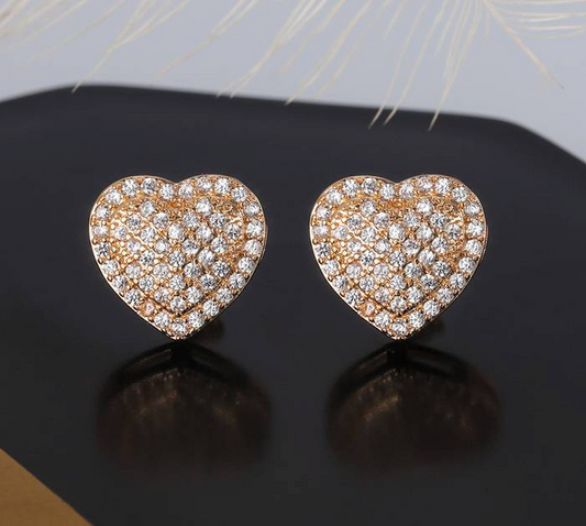 Love Potion ~  Heat Shaped Cubic Zirconia  Post Back  Earrings