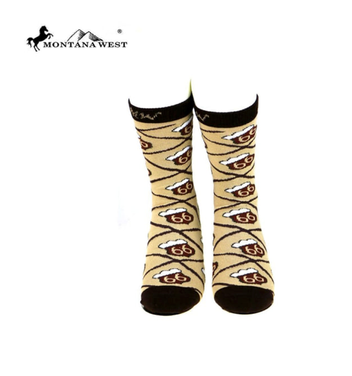 Montana West Route 66 Classic Crew Socks Multicolor 6 PACK BOX Blue Collection