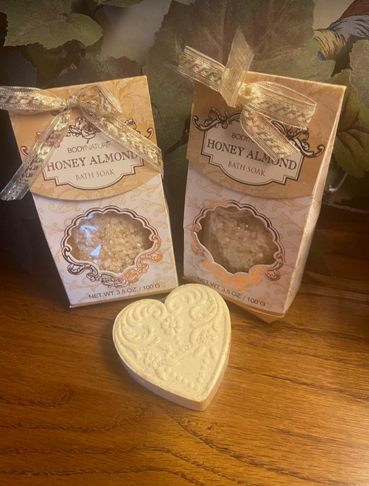 Honey Almond  Bath  Soak Salts and Bath Fizzer