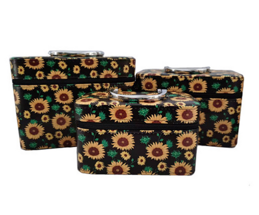 Sunflower Floral Cosmetic Bag Case Set