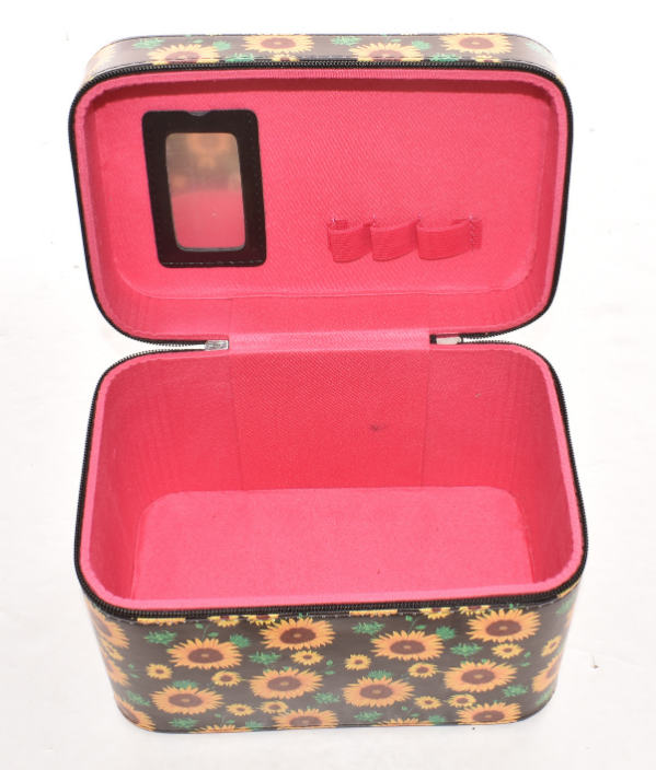 Sunflower Floral Cosmetic Bag Case Set