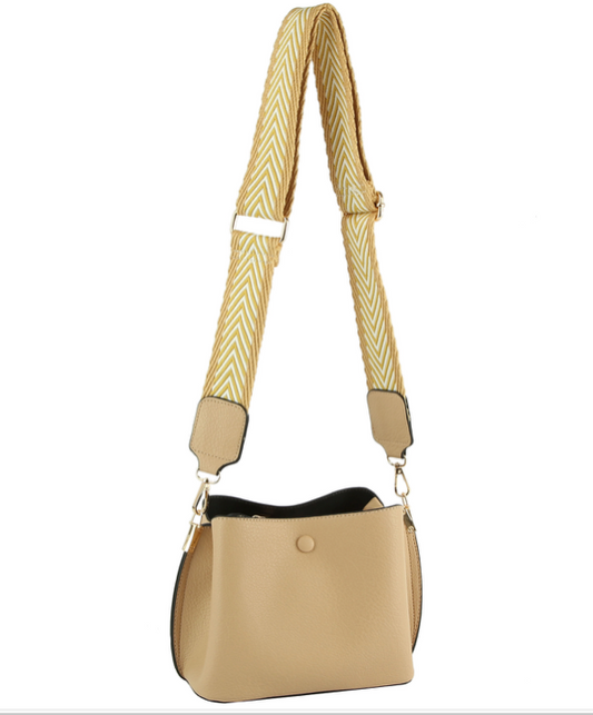 Fashion Aztec Strap Messenger Handbag in Taupe