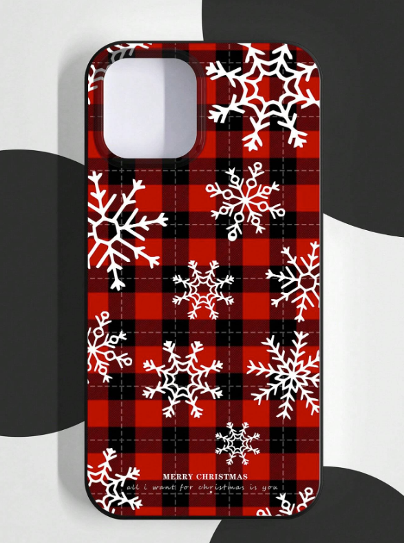 iPhone 14 Pro Max Soft Case   Red Plaid SnowFlakes Christmas
