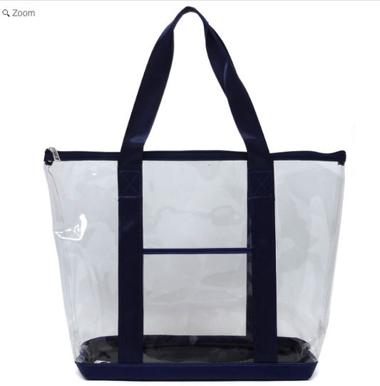 Fashion Clear See Thru Transparent Shopper Blue Tote Handbag