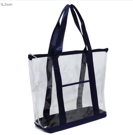 Fashion Clear See Thru Transparent Shopper Blue Tote Handbag